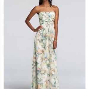 David's bridal strapless bridesmaid/ maxi dress
